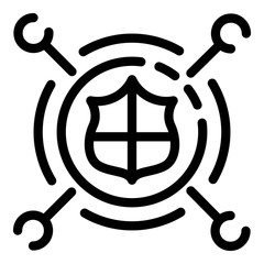 Poster - Shield security icon. Outline shield security vector icon for web design isolated on white background