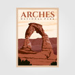 arches national park outdoor adventure vintage poster illustration designs
