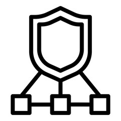 Poster - Safe shield protection icon. Outline safe shield protection vector icon for web design isolated on white background