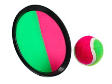 Handheld Sticky Catch And Toss Ball Game, Paddle Tennis Isolated On White Background With Clipping Path