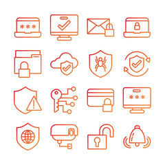 Wall Mural - bundle of data security set icons