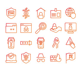 Poster - bundle of data security set icons