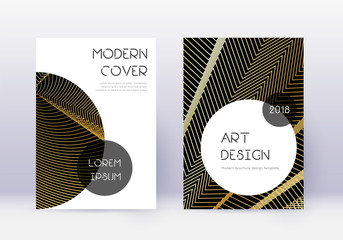 Trendy cover design template set. Gold abstract li