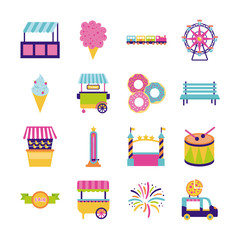 Wall Mural - bundle of fair entertainment set icons