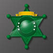 Sheriff green star. policeman emblem. Police badge. Cop token