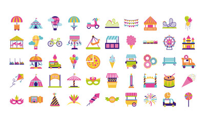 Sticker - bundle of fair entertainment set icons