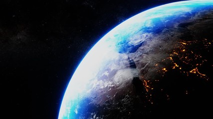 Wall Mural - realistic representation of planet earth from the space. 3d render animation. nasa images. world glo