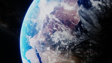 planet earth from the cosmos close up shot. 3d render animation. nasa images. world globe global env