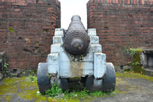 Old Cannon Ball Defense For War Artillery Display During Spanish Era