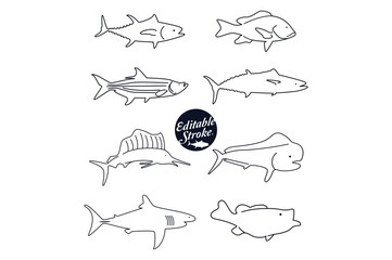 Fishs Icons Editable Outline