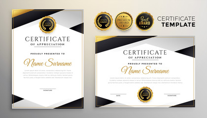 Sticker - stylish company certificate of achievement template set of two
