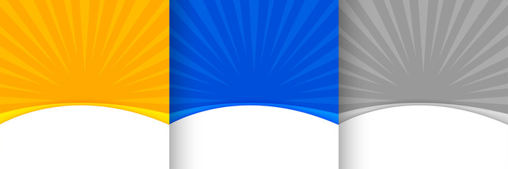 Poster - abstract sunburst background in yellow blue and gray shade