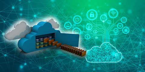 Poster - 3d rendering cloud  folder network