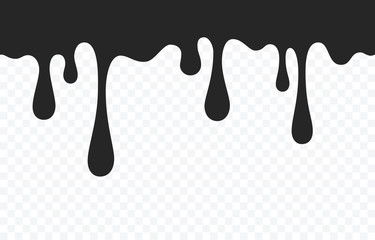 Wall Mural - drip of oil, sauce or paint isolated on transparent background. black chocolate melt liquid splash b