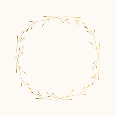 Wall Mural - Summer gold wreath with herbs. Unique hand drawn design. Vector illustration.