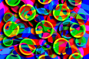 Poster - Abstract modern art background of random shapes and circles in multicolor