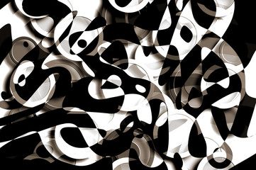Poster - Abstract modern art background of random shapes and circles in black white and brown