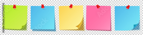 Fotografía Realistic blank sticky notes isolated on white background