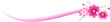 ピンクのグラデーションのコスモスと水彩絵の具のライン、バナー、コピースペース