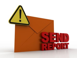 Poster - 3d rendering file folder with exclamation mark