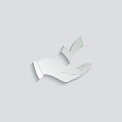 Poster - paper checkmark icon. check list button icon. hand holding checkmark icon