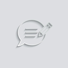 Poster - paper Message Icon. Mobile phone  chat sign, line style