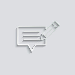 Poster - paper message icon. mobile phone chat sign, line style