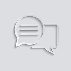 Poster - paper Message Icon. Mobile phone  chat sign, line style