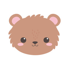 Poster - cute bear little face animal cartoon isolated white background design