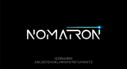 Poster - Nomatron, an abstract technology futuristic alphabet font. digital space typeface vector illustration design