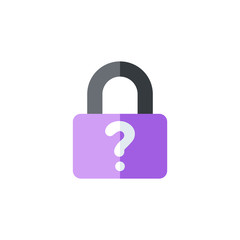 Lock with question symbol. Password hint: Icon for those who have forgotten their passwords