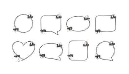 Wall Mural - Innovative music quotation template speech bubble set in headphones quotes isolated on backdrop. Creative banner illustration set with quote frame wire with quotes headset modern design cloud remark