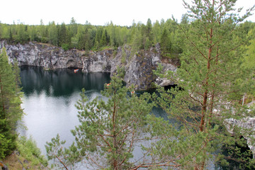 Ruskeala, Mining Park, Republic of Karelia, Russia. Quarries. Stone quarry or tunnel