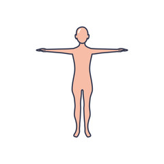 Poster - human body standing icon, line fill style