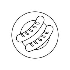 Poster - plate with sausages icon, line style