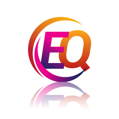 initial letter EQ logotype company name orange and magenta color on circle and swoosh design. vector logo for business and company identity.