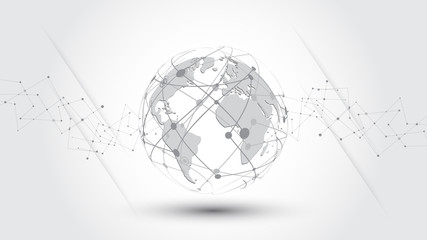Wall Mural - global network connection world map abstract technology background