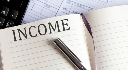Poster - Notebook with Toolls and Notes about INCOME