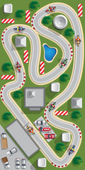 Motorcycle racing. View from above. Vector illustration.