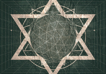 Sticker - Mystery, witchcraft, occult and alchemy geometry. Mystical vintage gothic thin lines style background.