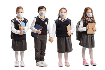 Sticker - Schoolchildren with protective face masks