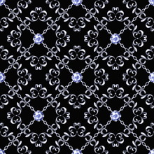 Seamless Pattern With Silver Scrolls On Black Background