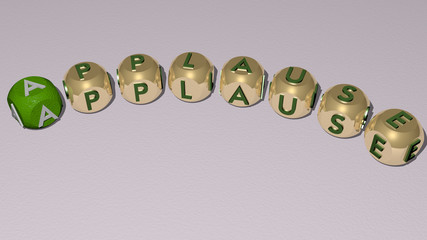 Wall Mural - APPLAUSE text of dice letters with curvature, 3D illustration