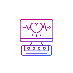 Wall Mural - ecg machine, heart diagnostics line icon on white