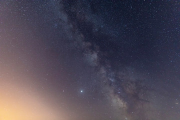 Wall Mural - milky way and falling meteorites in the night sky