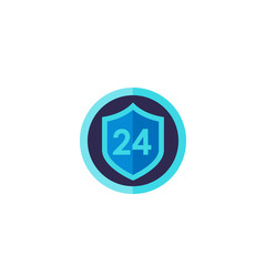 Sticker - 24 hour protected icon, vector badge