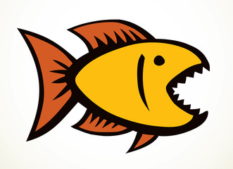 Wall Mural - Piranha fish. Vector drawing icon