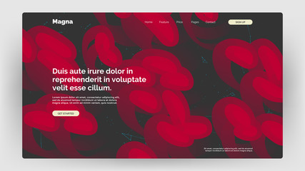 Homepage, landing page background. Abstract liquid, fluid shapes composition. 3D effect with blend gradient. Eps10 vector.