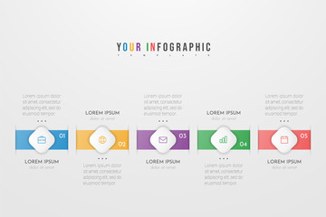 Poster - Infographic concept design with 5 options, steps or processes. Can be used for workflow layout, annual report, flow charts, diagram, presentations, web sites, banners, printed materials.