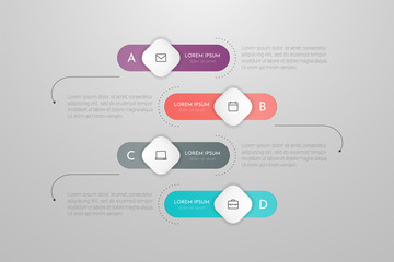 Wall Mural - Infographics design vector and marketing icons can be used for workflow layout, diagram, annual report, web design. Business concept with 4 options, steps or processes.